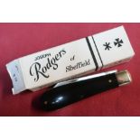 Boxed as new Joseph Rogers of Sheffield single bladed pocket knife with polished grips