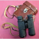Leather cased pair of Carl Zeiss Jena 10x40 Notarem binoculars