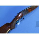 Lamber 12 bore over and under single trigger ejector shotgun with 27 1/2 inch barrels and 14 3/4