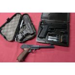 Crossman Airguns CO2 .177 air pistol in fitted case, Plano CO2 air pistol in case, and a Daisy