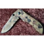 Boxed as new M-Tech USA woodland camouflage pattern folding pocket knife MT-104