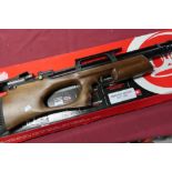 Boxed as new Kral Arms Puncher Breaker PCP 16-PO542 .22 CO2 air rifle, with pierced stock