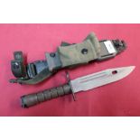 American military style commando knife/ bayonet stamped M9 complete with sheath (ill fitting
