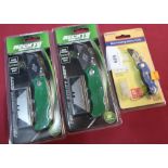 Three sealed as new utility knives