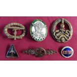 Selection of German military and other badges including an enamel British Union of Fascist, a