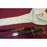 ERII 1827 pattern Royal Navy officers sword by Wilkinson, with leather and brass scabbard complete