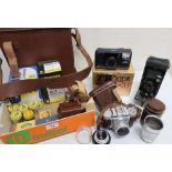Braun Paxette 35mm camera in brown leather case with 1:2.8=45mm, 1:3, 5/38 lens and 1:3.5F=13.5cm