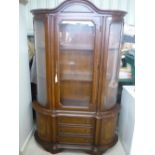 Italian style display cabinet, glazed top over three central drawers and two cupboards