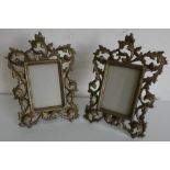 Pair of oak leaf cast metal open work rectangular easel photo frames (28cm x 20xm) (2)