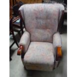 Semi wingback electric recliner armchair in floral patterned material