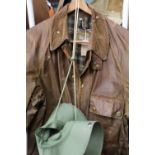 Vintage Barbour Solway Zipper waxed jacket with breast pocket and belt, vintage tartan lined fishing