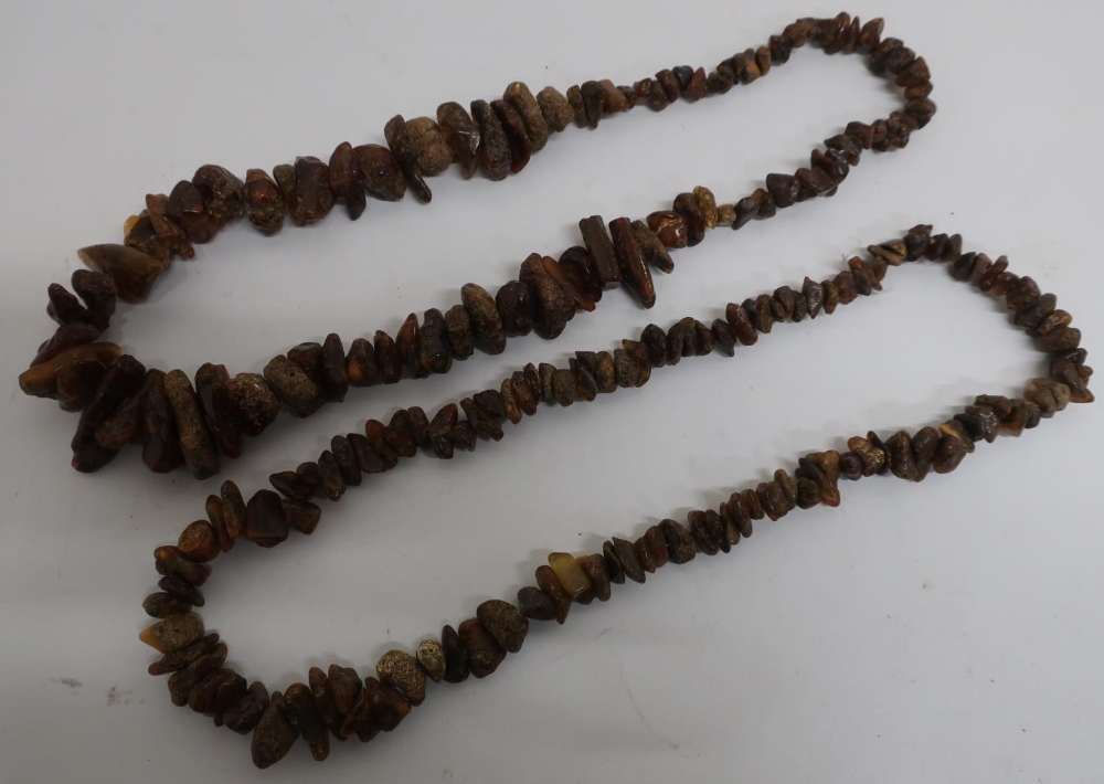 Two raw Baltic amber necklaces - Image 2 of 3