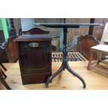 19th C snap top occasional table, turned tapering ring column on three splay feet, a pair of
