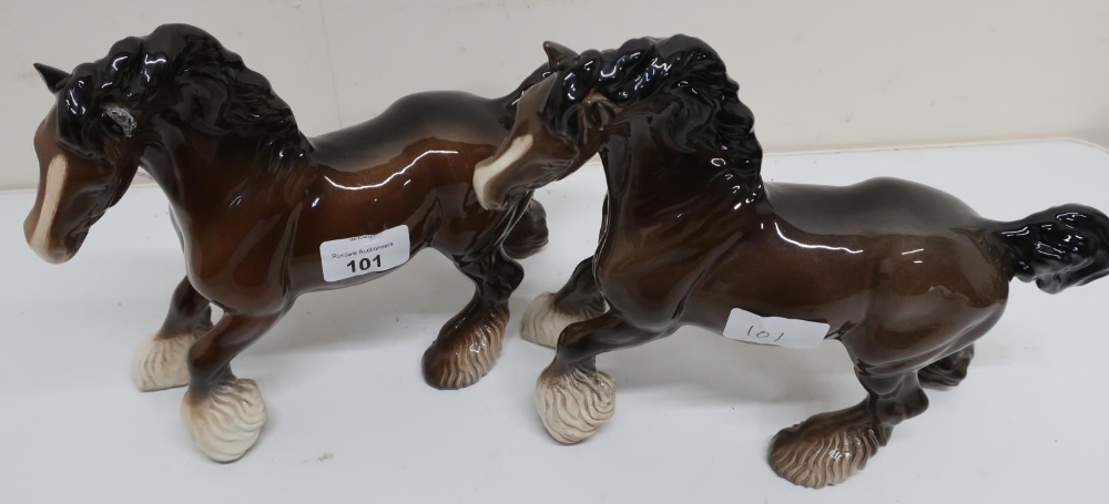 Two Beswick models of Shire horses (2)