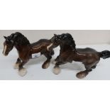 Two Beswick models of Shire horses (2)