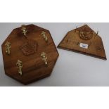 Beau Cottage Crafts solid English elm octagonal cup holder, and a similar bur oak key rack, both