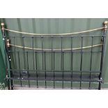 Victorian style metal and brass top rail double bedstead (width 181cm)