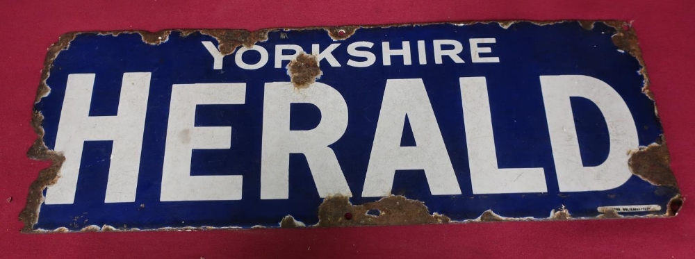 Mid 20th Century enamel sign "Yorkshire Herald"