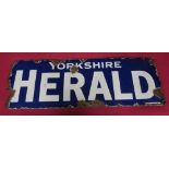 Mid 20th Century enamel sign "Yorkshire Herald"