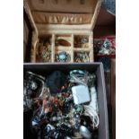 Quantity of costume jewellery including brooches, necklaces, bangles, rings, etc, and a faux skin