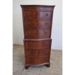 Small Bevan-Funnell Reprodux six long drawers on mahogany bracket feet (55cm x 131cm x 41cm)