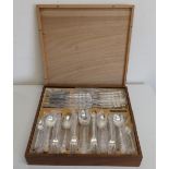 Canteen of Community plate cutlery for six covers in wooden box, and quantity of Oneida Community