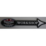 Painted cast metal Triumph Workshop directional arrow sign (53cm)