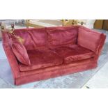 Knoll style large two seater settee in burgundy velour