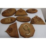 Beau Cottage Crafts oak and bur oak key racks, and house numbers (8)