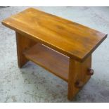 Rustic pine table with trestle ends and under stretcher (100cm x 45cm x 63cm)