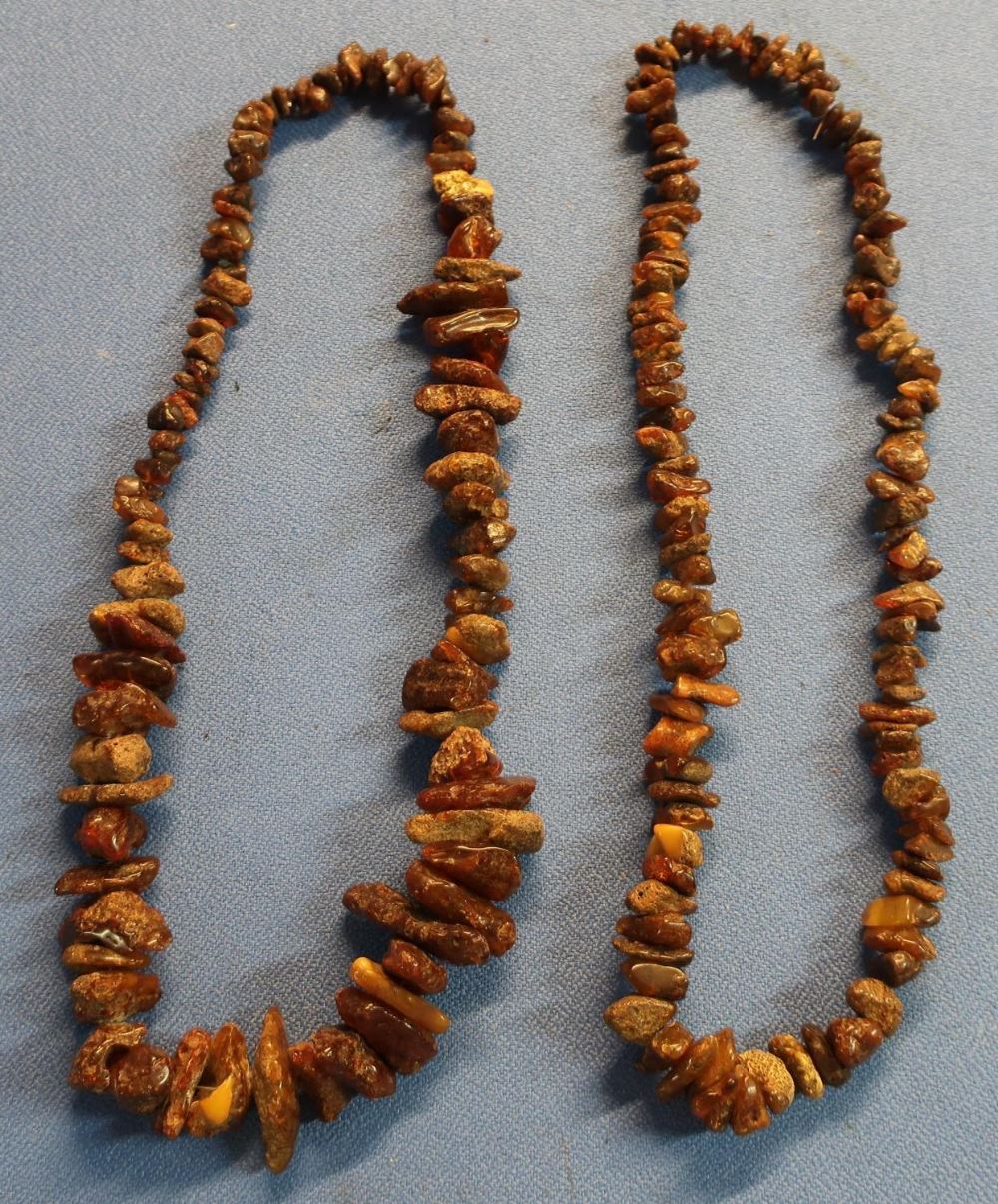 Two raw Baltic amber necklaces