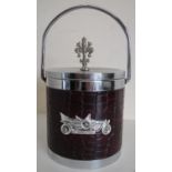 Chromed metal and crocodile skin effect ice bucket with a Rolls Royce plaque (height 26cm)