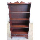 Strongbow mahogany five tier waterfall bookcase with two drawers on bracket feet (77cm x 152cm x