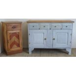 Vintage painted sideboard with waxed wooden top (106cm x 79cm x 43cm), and a modern marquetry