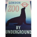 Ronald McNeill, 1950s advertising poster "London Zoo by Underground" watercolour, signed and