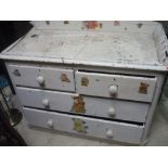 Victorian painted pine chest of two short above two long drawers