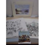 Two artists portfolios containing an unframed limited Edition print by Neil Barlow, similar Memories