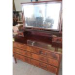 Edwardian inlaid mahogany dressing chest with bevelled edged mirror and two drawers above two