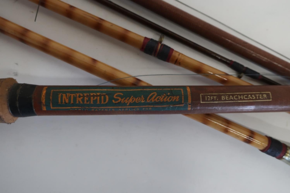 Intrepid Super Action 12ft beach caster sea fishing rod, with Olympic graphite open face reel and - Image 2 of 2