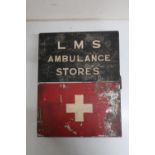 LMS Ambulance Stores tin box with fitted interior with instructions (34cm x 27cm x 11cm)
