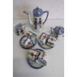 20th C Chikaramachi Japanese fifteen piece souvenir tea service decorated with geisha girls