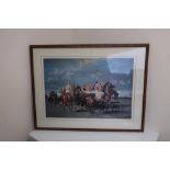 After A S Munnings: "Sketch of a Start, Newmarket, 1951", limited edition print 91/750 (81cm x 61cm)
