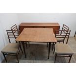Meredew furniture teak rectangular dining table with central leaf (147cm x 78cm), and four ladder