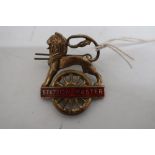 BR brass and red enamel station master cap badge
