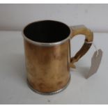 Early 20th C silver plated pint tankard, engraved on base