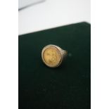 1/10 Krugerrand in 9ct gold hallmarked ring mount 6.9g