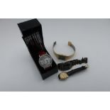 Ladies Longine quartz wristwatch with champagne Roman dial, gents bimetal wristwatch, Accurist "