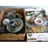 Large selection of various Wade and other decorative ceramics in two boxes