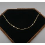 Gold flattened curb link necklace stamped 750, 59cm, 22.6g