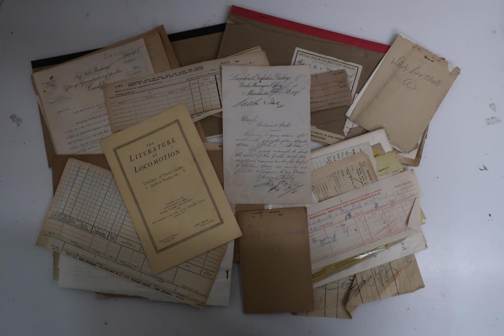 Collection of waybills, notes, receipts, etc, including Cambrian N S J & A, L & Y, Taff Valley